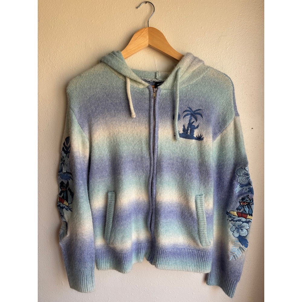 Disney Her Universe‎ Lilo & Stitch Ombre Knit Zip Up Hoodie Blue Purple Small